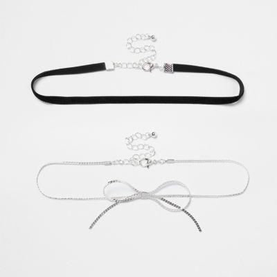 River Island Womens Two Row Chain Bow Choker