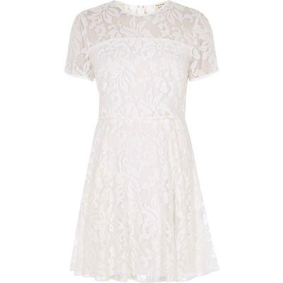 River Island Womens White Sheer Floral Double Layer Dress