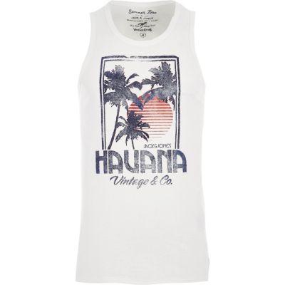 River Island Mens White Jack & Jones Vintage Printk Top