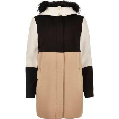 River Island Womens And Beige Block Coat