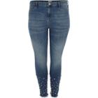 River Island Womens Plus Faux Pearl Hem Molly Jeans