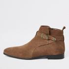 River Island Mens Mid Suede Western Buckle Boots