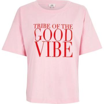 River Island Womens 'tribe Of The Good Vibe' Flocked T-shirt