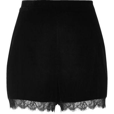 River Island Womens Velvet Lace Hem Cocktail Shorts