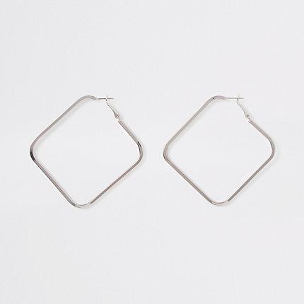 River Island Womens Silver Colour Square Hoop Earrings