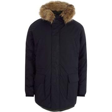 River Island Mens Only And Sons Faux Fur Trim Parka
