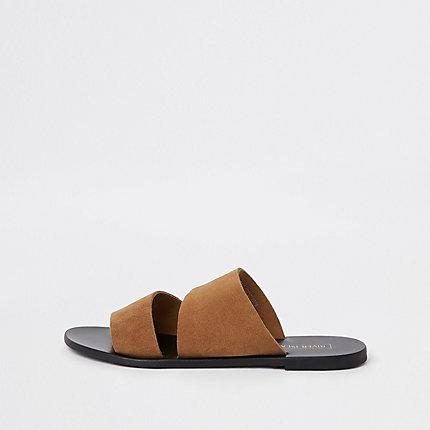 River Island Womens Suede Mule Flat Sandals