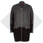 River Island Womens Tweed Leather-look Panel Oversized Coat