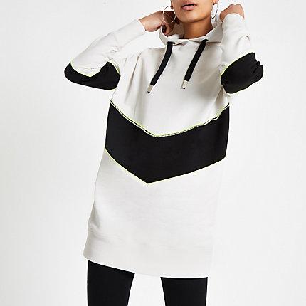 River Island Womens White Chevron Longline Hoodie