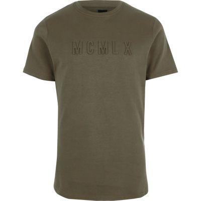 River Island Mens Embossed Letter Slim Fit T-shirt