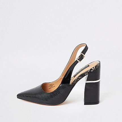 River Island Womens Slingback Block Heel Court Shoes
