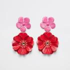 River Island Womens Double Flower Stud Drop Earrings