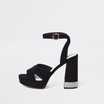 River Island Womens Heatseal Diamante Platform Sandals