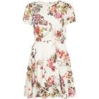 River Island Womens White Laser Cut Floral Double Layer Dress