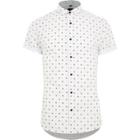 River Island Mens White Tile Print Short Sleeve Slim Fit Shirt