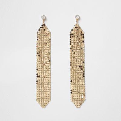 River Island Womens Gold Tone Chainmail Drop Earrings