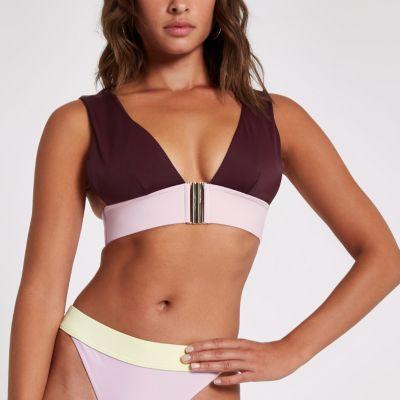 River Island Womens Block Print High Apex Triangle Bikini