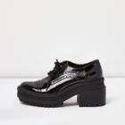 River Island Womens Patent Chunky Heel Brogues