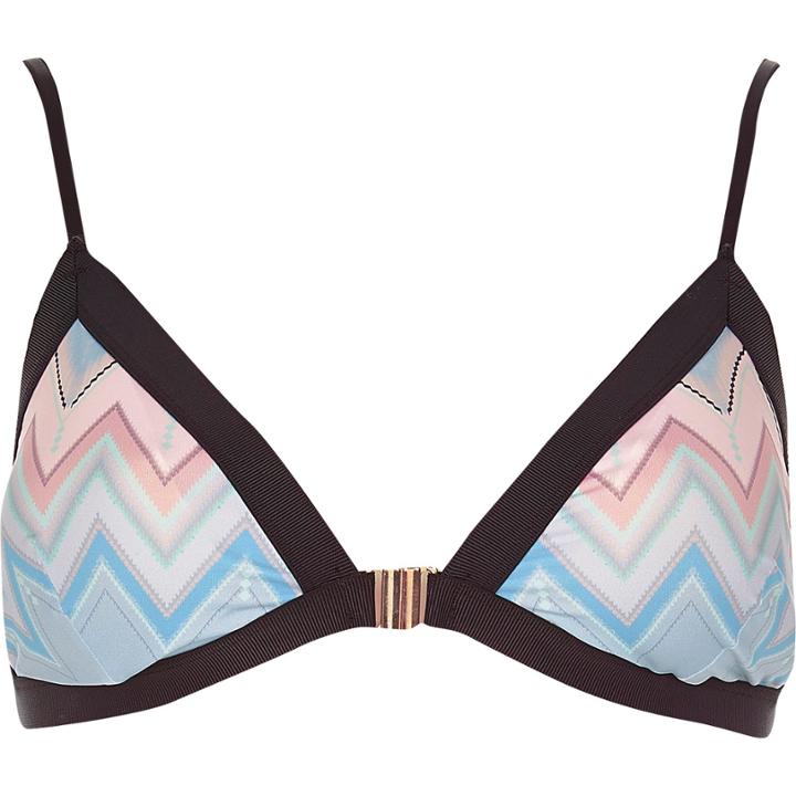 River Island Womens Zig Zag Print Triangle Bikini Top