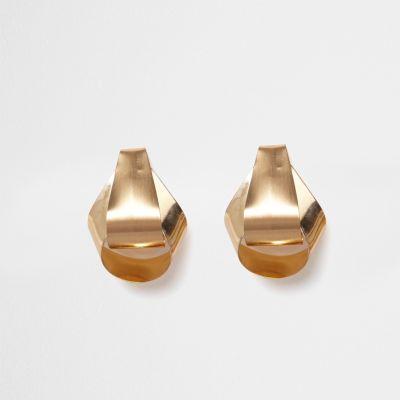 River Island Womens Gold Tone Folded Stud Earrings