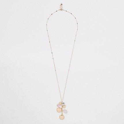 River Island Womens Rose Gold Cluster Jewel Pendant Long Necklace