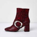 River Island Womens Snakeskin Buckle Ankle Boots