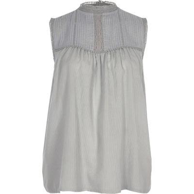 River Island Womens Pleated Yoke High Neck Tank Top