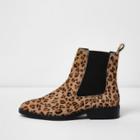 River Island Womens Leather Leopard Chelsea Boots