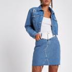 River Island Womens Contrast Waist Mini Denim Skirt