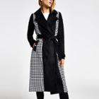 River Island Womens Suedette Dogtooth Check Trench Coat