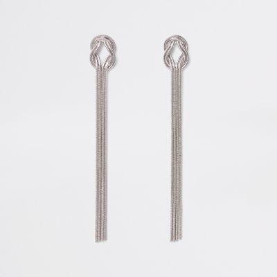 River Island Womens Silver Tone Snake Knot Drop Earrings