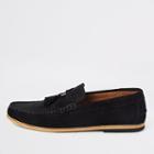 River Island Mens Textured Suede Tassel Loafers