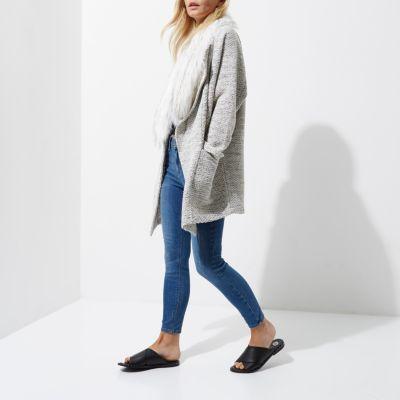 River Island Womens Petite Fallaway Collar Fur Trim Blazer
