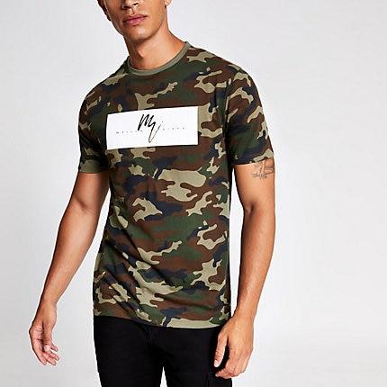 River Island Mens Slim Fit 'maison Riviera' Camo T-shirt