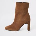River Island Womens Wide Fit Suede Heeled Ankle Boot