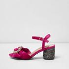 River Island Womens Velvet Glitter Block Heel Sandals