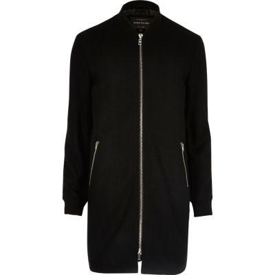 River Island Mens Smart Longline Zip Bomber Jacket