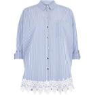 River Island Womens Stripe Print Lace Hem Shirt