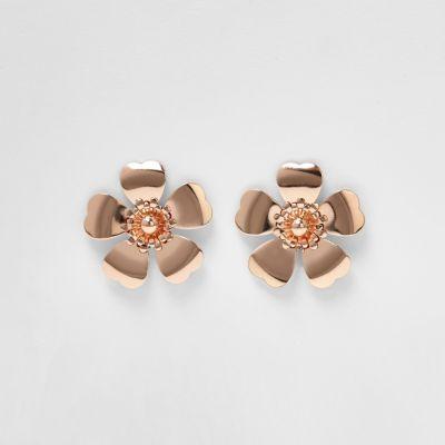 River Island Womens Rose Gold Tone Large Flower Earrings
