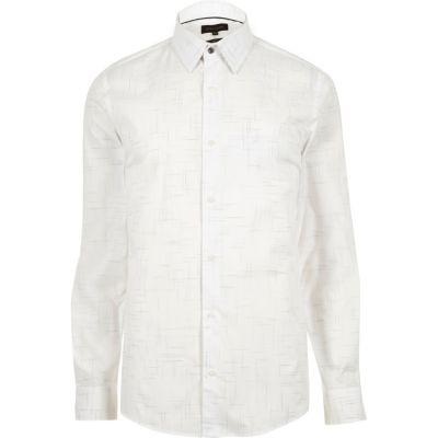 River Island Mens White Yarn Print Shirt
