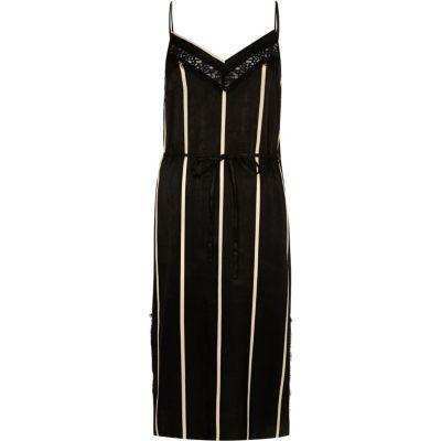 River Island Womens Stripe Lace Panel Slip Dress