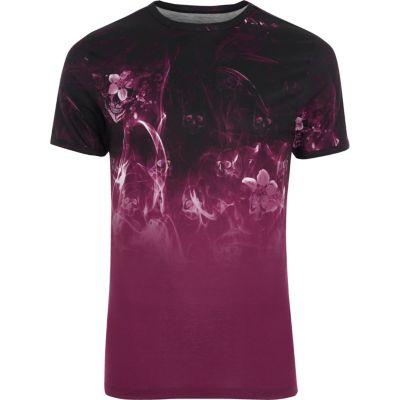 River Island Mens Floral Smoke Print Muscle Fit T-shirt