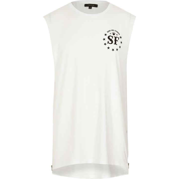 River Island Menswhite San Fran Print Sleevelesssk