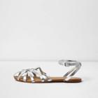 River Island Womens Silver Metallic Strappy Sandals