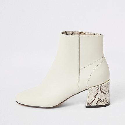 River Island Womens Snake Print Block Heel Wide Fit Boots
