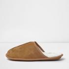 River Island Mens Borg Lined Mule Slippers