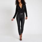 River Island Womens Pearl Embellished Wrap Front Bodysuit