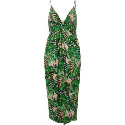 River Island Womens Palm Print Twist Front Knot Dress