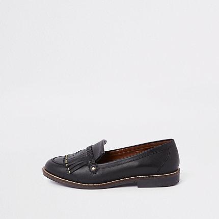 River Island Womens Leather Fringe Loafer
