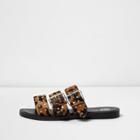 River Island Womens Leopard Print Studded Strappy Sandals